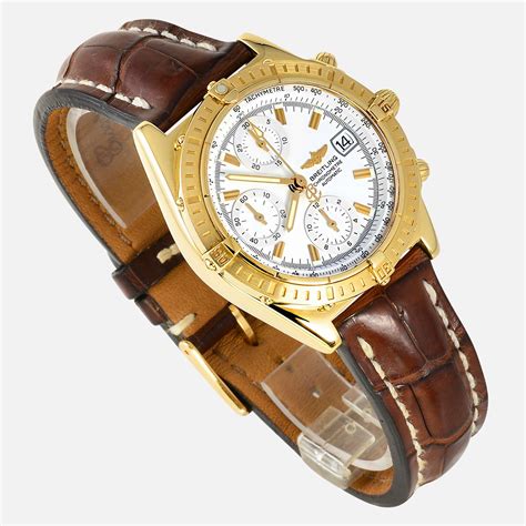 yellow breitling watch|solid 18k gold breitling watches for men.